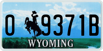 WY license plate 09371B