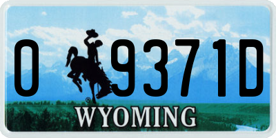 WY license plate 09371D