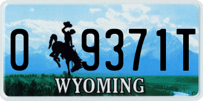 WY license plate 09371T