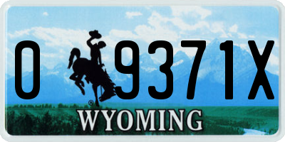 WY license plate 09371X