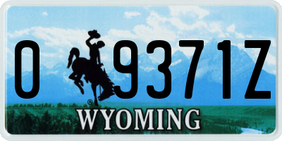 WY license plate 09371Z