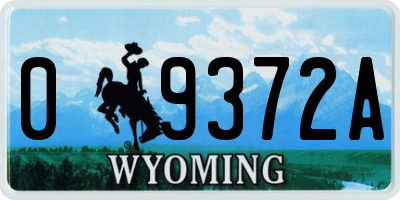 WY license plate 09372A