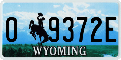WY license plate 09372E