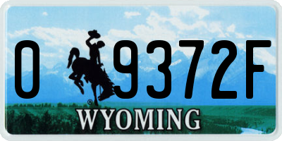 WY license plate 09372F