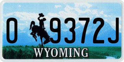 WY license plate 09372J