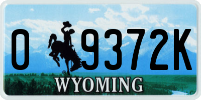 WY license plate 09372K
