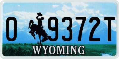WY license plate 09372T