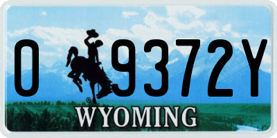 WY license plate 09372Y