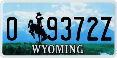 WY license plate 09372Z