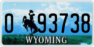 WY license plate 093738