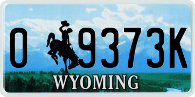 WY license plate 09373K