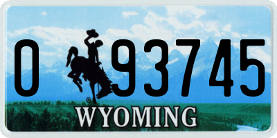 WY license plate 093745