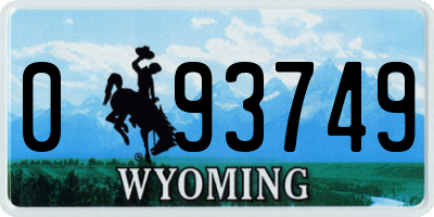WY license plate 093749