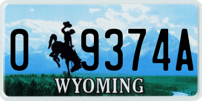 WY license plate 09374A