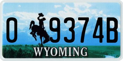 WY license plate 09374B