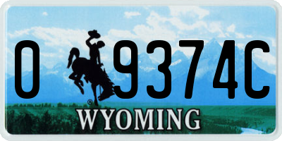 WY license plate 09374C