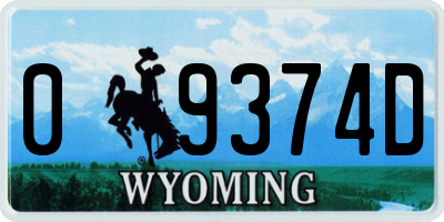 WY license plate 09374D
