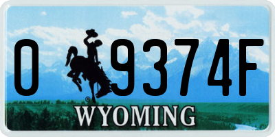 WY license plate 09374F