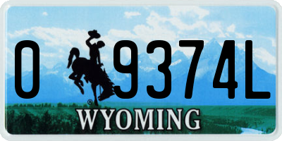 WY license plate 09374L