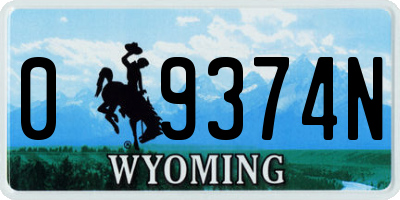 WY license plate 09374N