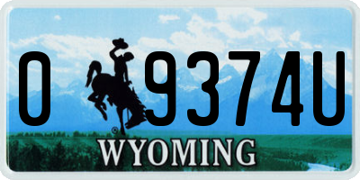 WY license plate 09374U
