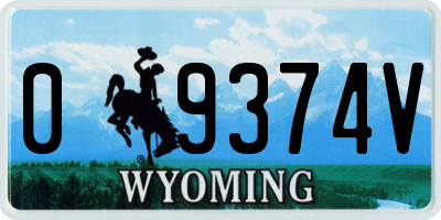 WY license plate 09374V