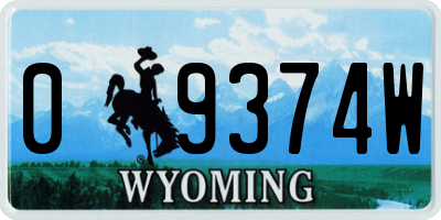 WY license plate 09374W