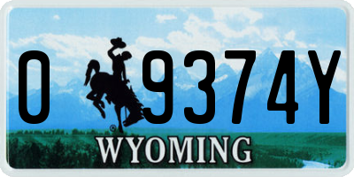 WY license plate 09374Y