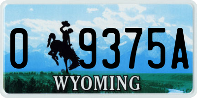 WY license plate 09375A