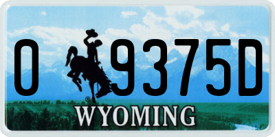 WY license plate 09375D