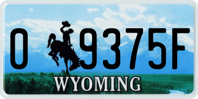 WY license plate 09375F