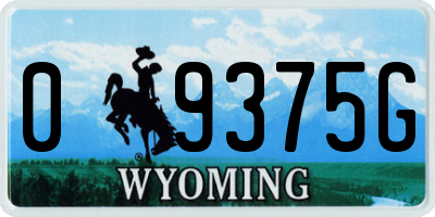 WY license plate 09375G