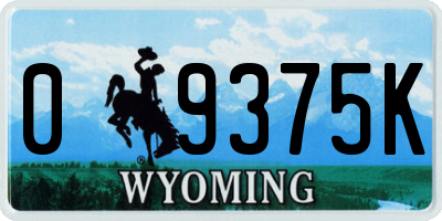 WY license plate 09375K