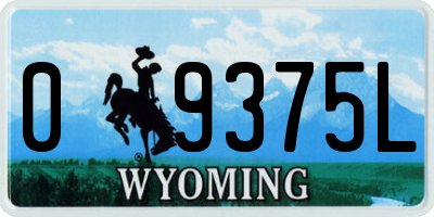 WY license plate 09375L