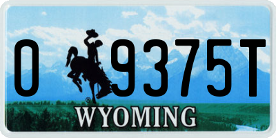 WY license plate 09375T