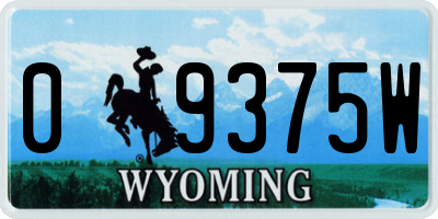 WY license plate 09375W