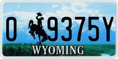 WY license plate 09375Y