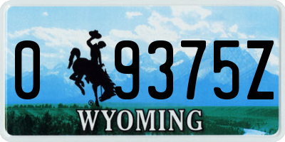 WY license plate 09375Z