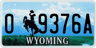WY license plate 09376A