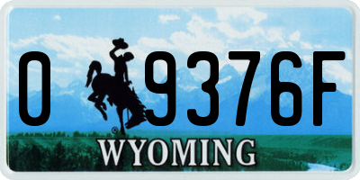 WY license plate 09376F