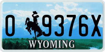 WY license plate 09376X