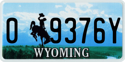 WY license plate 09376Y
