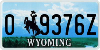 WY license plate 09376Z