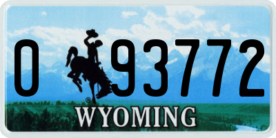 WY license plate 093772