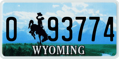 WY license plate 093774