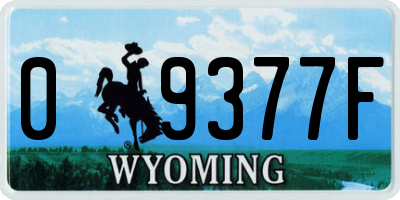 WY license plate 09377F