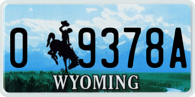 WY license plate 09378A