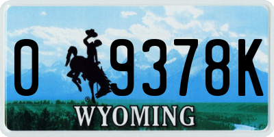 WY license plate 09378K