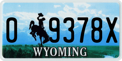 WY license plate 09378X