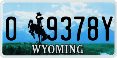 WY license plate 09378Y